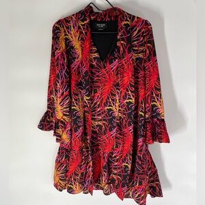 Kate Spade Winter Chrysanthemum Tie Neck Dress Multi Color